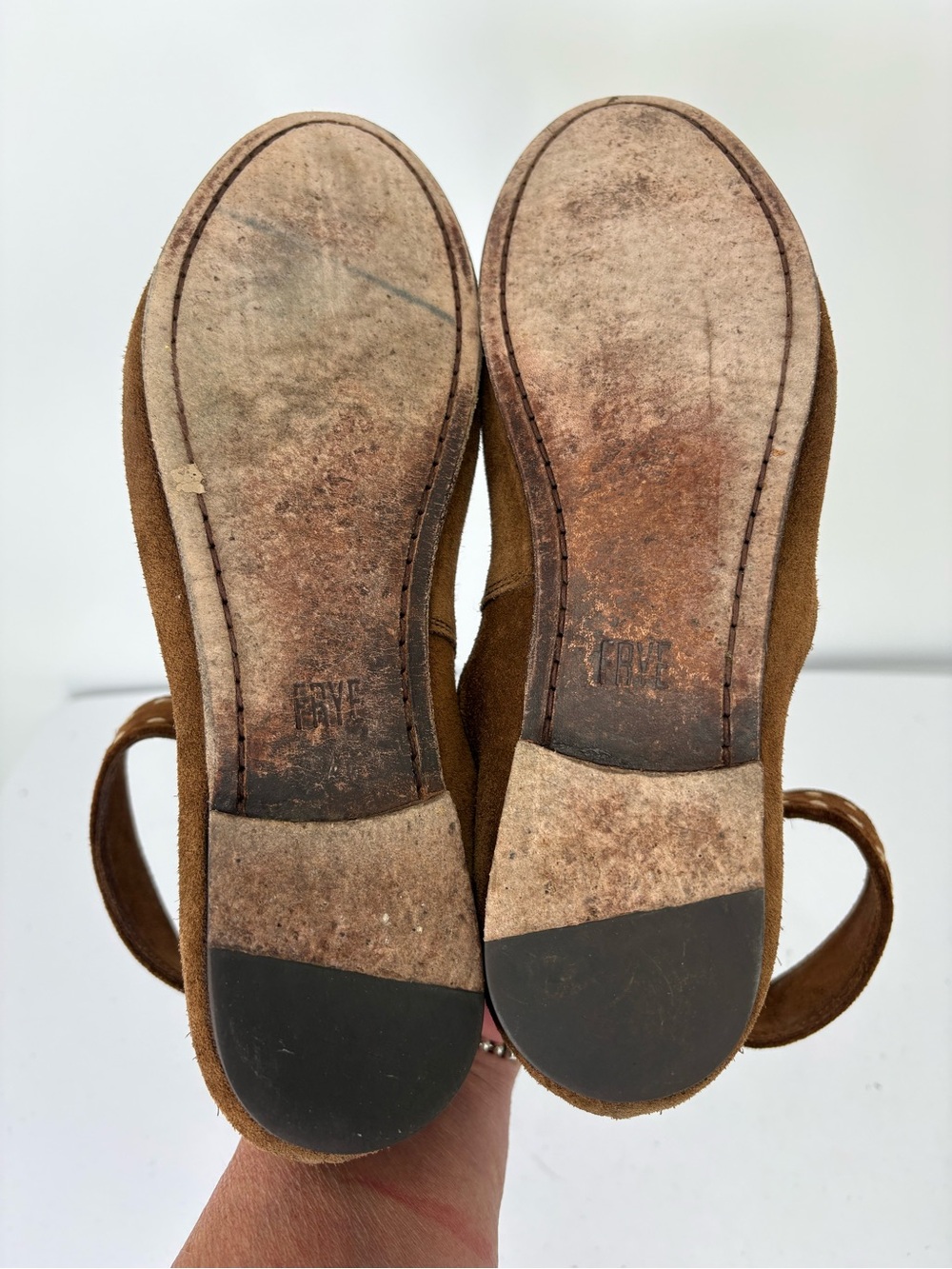 🍎 Frye Brown Suede Ankle-Strap Ballet Flats - Picture 8 of 9